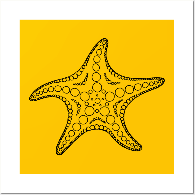 Starfish (black/yellow) Wall Art by calenbundalas